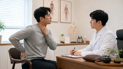교통사고 침치료 안내 진료 준비 장면