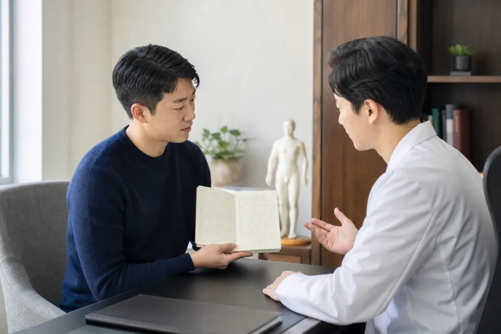 교통사고 추나치료 안내 진료 준비 장면